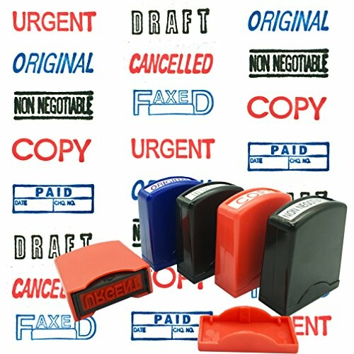 Various office stamps with words like urgent, draft, and original.