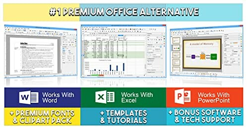 Office software alternatives with features for Word, Excel, and PowerPoint.