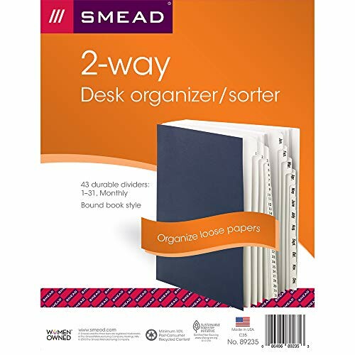 Smead 2-way desk organizer with dividers for loose papers.